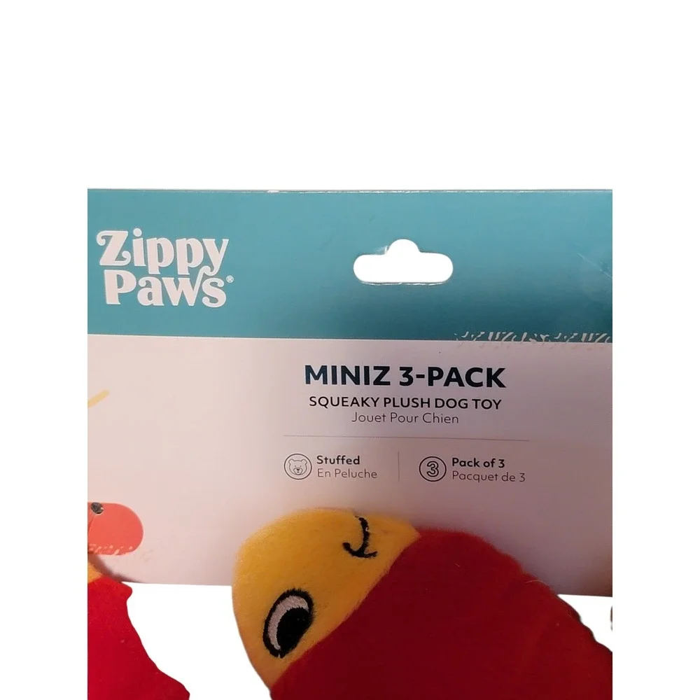 Zippy Paws Miniz 3 Pack Squeaky Plush Dog Toy Fish